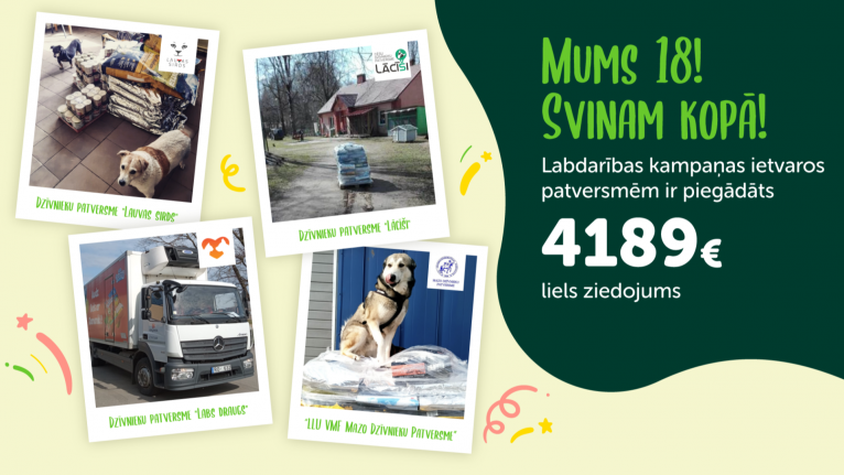 4189 € ziedojums četru patversmju ķepaiņiem
