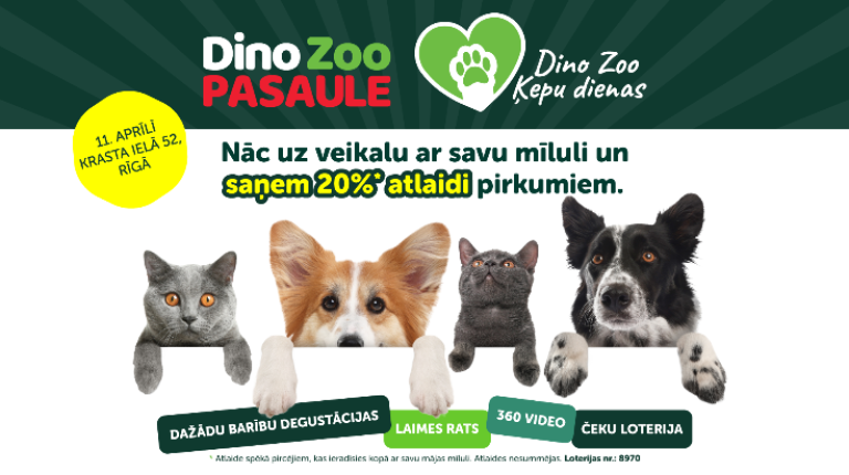 Dino Zoo Ķepu Dienas 11. aprīlī 