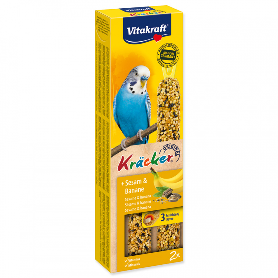 Gardums mazajiem papagaiļiem – Vitakraft, Kracker, Banana/Sesame seeds